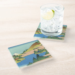 Hokusai Hakone Lake in Sagami Province Glass Coaster