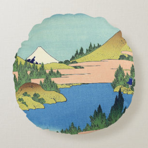 Hokusai Hakone Lake in Sagami Province Round Cushion