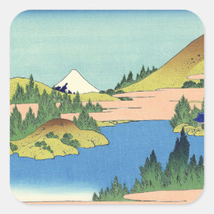 Hokusai Hakone Lake in Sagami Province   Square Sticker