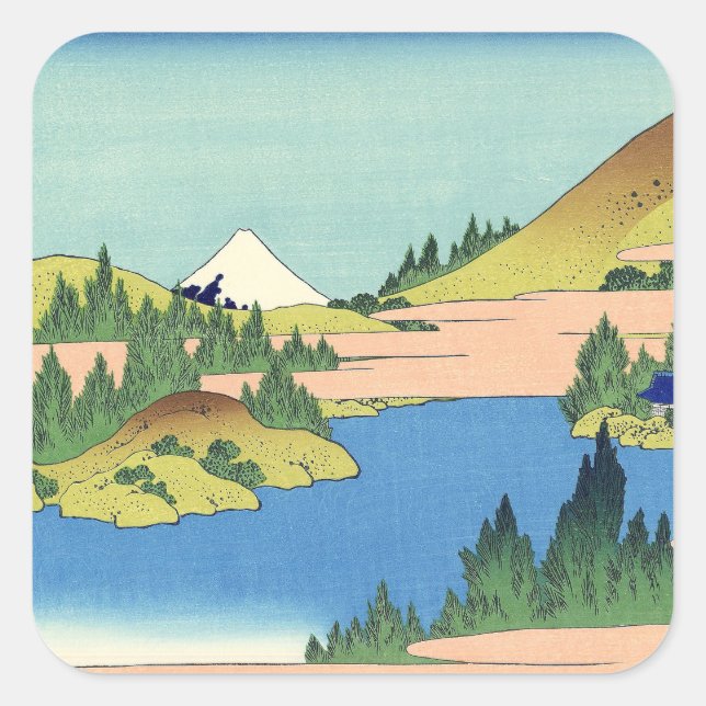 Hokusai Hakone Lake in Sagami Province   Square Sticker (Front)