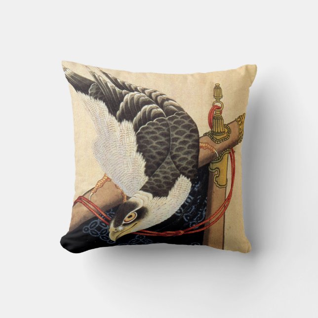 Hokusai Hawk Pillow (Front)