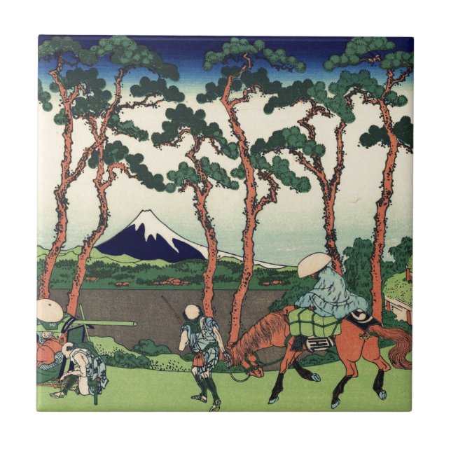 Hokusai Hodogaya on the Tokaido Mount Fuji Kyoto Tile (Front)
