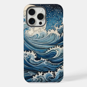 Hokusai Inspired Japandi Wave Art Digital Print iPhone 15 Pro Max Case