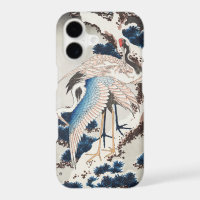 Hokusai Japanese Art Two Cranes Snowy Pine
