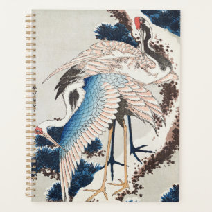 Hokusai Japanese Art Two Cranes Snowy Pine Planner