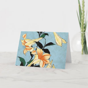 Hokusai Japanese Lilies Greeting Card
