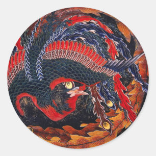 Hokusai Japanese Phoenix Stickers