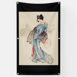 HOKUSAI JAPANESE PRINT BANNER WITH GROMMETS