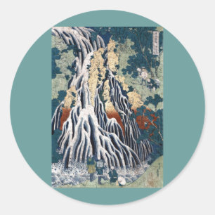 Hokusai Kirifuri Falls, Mount Kurokami, Shimotsuke Classic Round Sticker