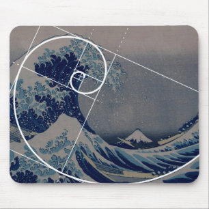 Hokusai Meets Fibonacci, Golden Ratio Mouse Pad
