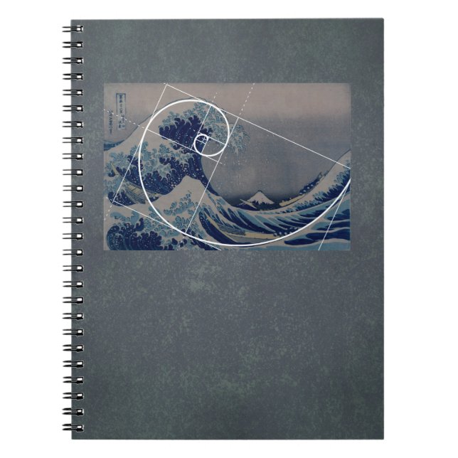 Hokusai Meets Fibonacci, Golden Ratio Notebook (Front)