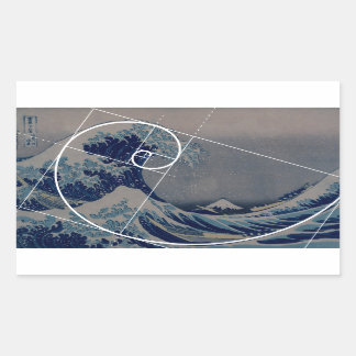 Hokusai Meets Fibonacci, Golden Ratio Rectangular Sticker