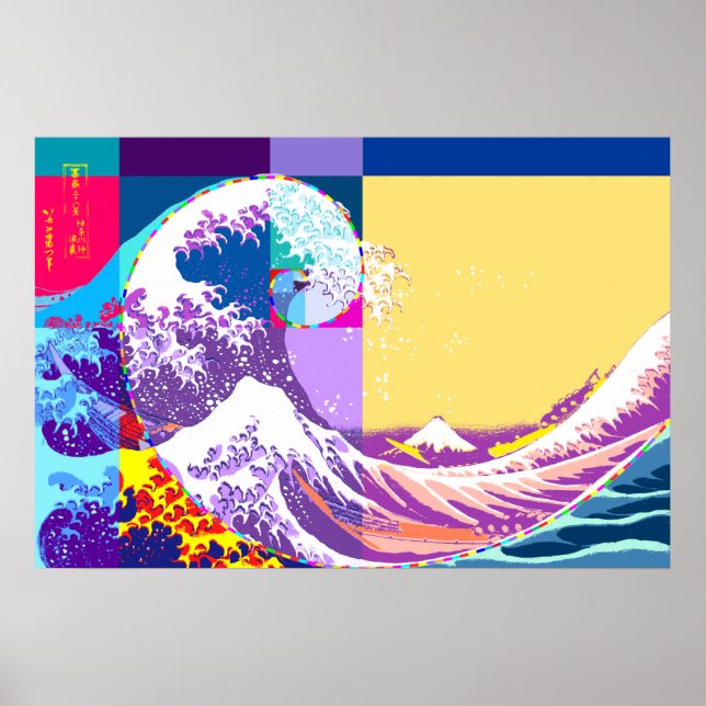 Hokusai Meets Fibonacci, Pop Art Style Poster (Front)