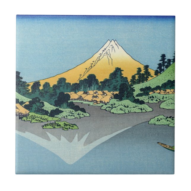 Hokusai - Mount Fuji Reflects in Lake Kawaguchi Ceramic Tile (Front)