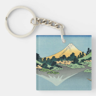 Hokusai Mount Fuji reflects in Lake Kawaguchi    Key Ring