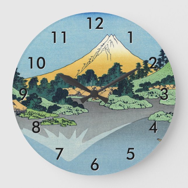 Hokusai - Mount Fuji Reflects in Lake Kawaguchi Large Clock (Front)