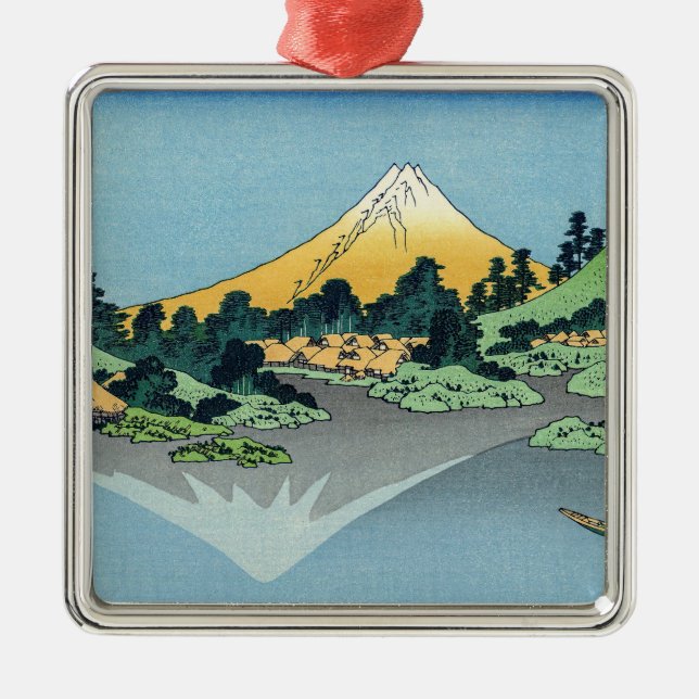 Hokusai - Mount Fuji Reflects in Lake Kawaguchi  Metal Ornament (Front)