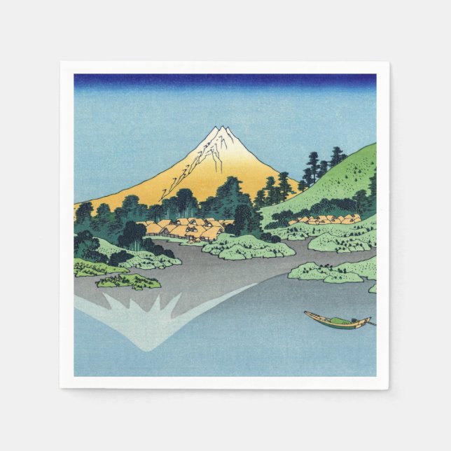 Hokusai - Mount Fuji Reflects in Lake Kawaguchi Napkin (Front)