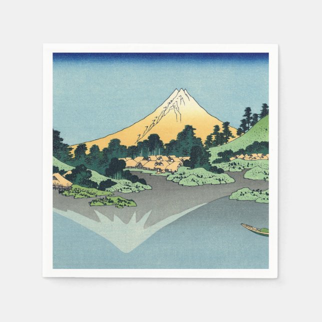 Hokusai Mount Fuji reflects in Lake Kawaguchi    Napkin (Front)