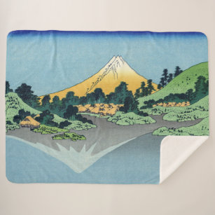 Hokusai - Mount Fuji Reflects in Lake Kawaguchi Sherpa Blanket