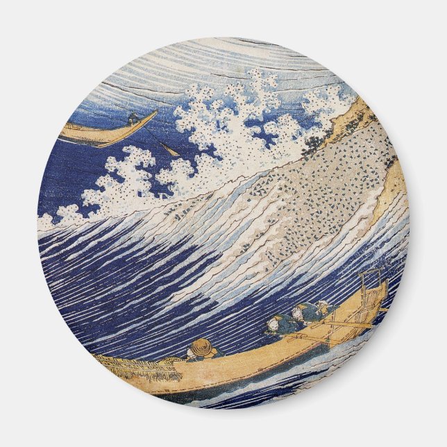 Hokusai Ocean Waves Fishing Boats Magnet (Front)