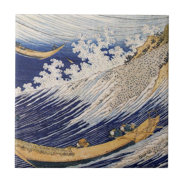 Hokusai Ocean Waves Sea Boats Ceramic Tile (Front)