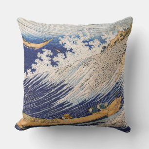 Hokusai Ocean Waves Sea Boats Cushion