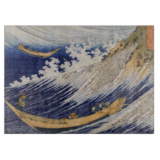 Hokusai Ocean Waves Sea Boats Cutting Board (Front)