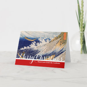 Hokusai Ocean Waves Sea Boats Holiday Card