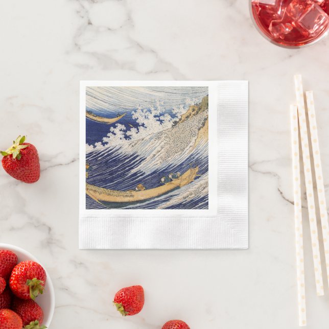 Hokusai Ocean Waves Sea Boats Napkin (Insitu)