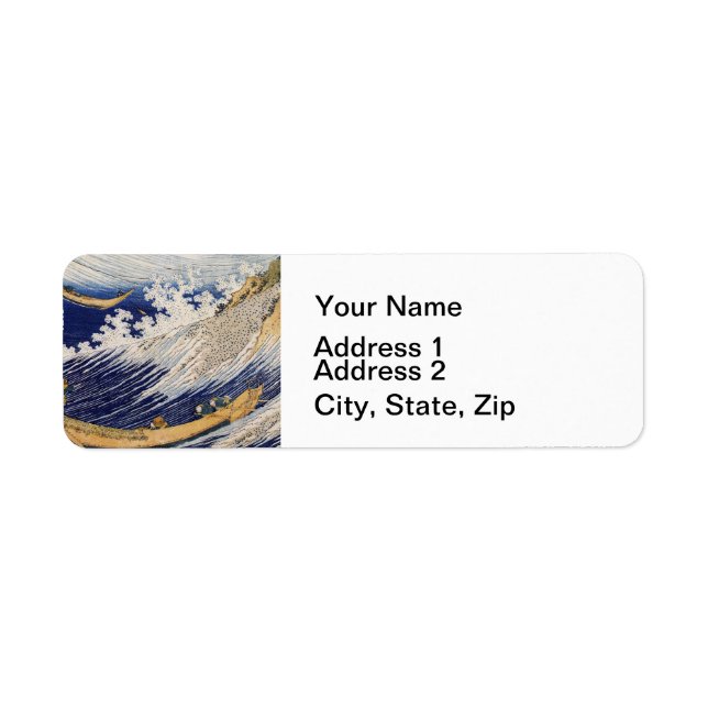Hokusai Ocean Waves Sea Boats Return Address Label (Front)
