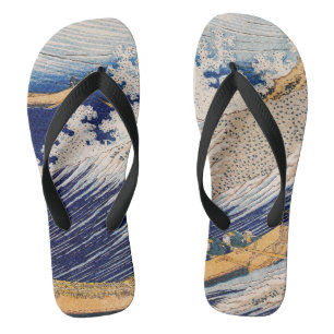 Hokusai Ocean Waves Sea Boats Thongs