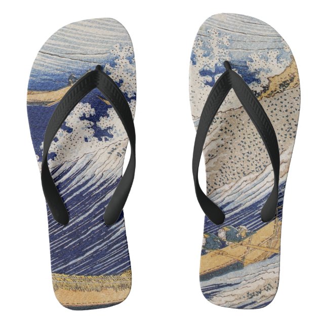 Hokusai Ocean Waves Sea Boats Thongs (Footbed)