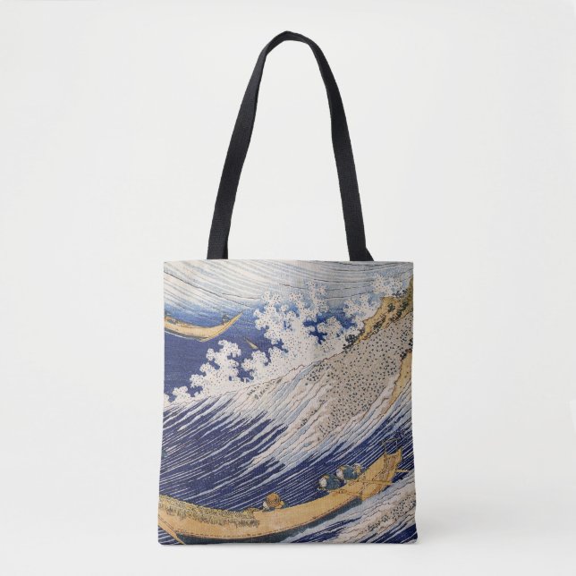 Hokusai Ocean Waves Sea Boats Tote Bag (Front)