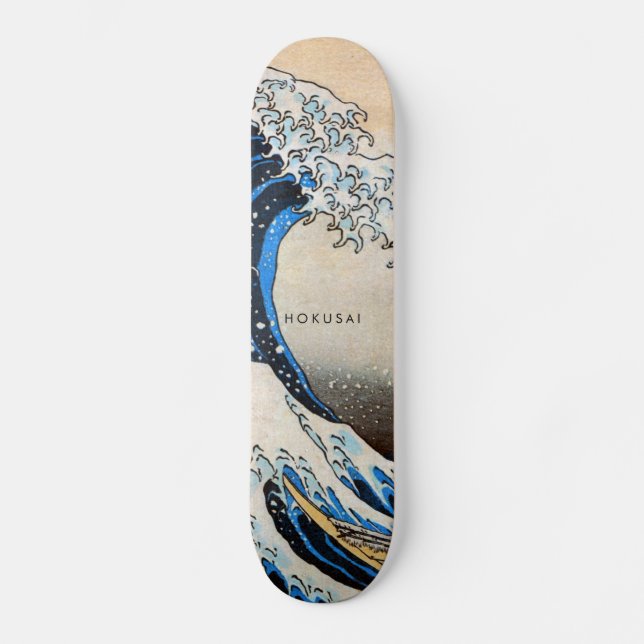 Hokusai Original Great Wave Custom Text Skateboard (Front)