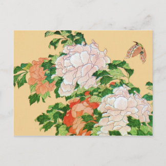 Hokusai Peonies and Butterfly Reboot Postcard
