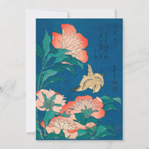Hokusai - Peonies and Canary  Card