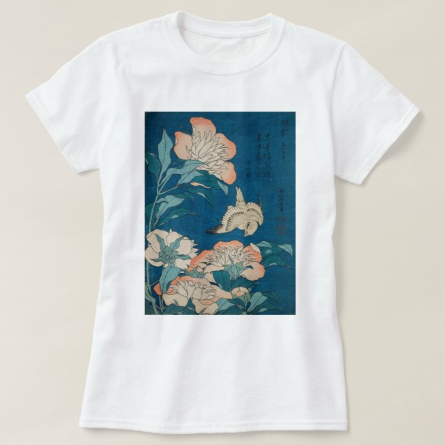 Hokusai Peonies and Canary Vintage GalleryHD T-Shirt (Design Front)