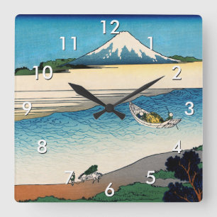 Hokusai - Tama river in the Musashi province Square Wall Clock