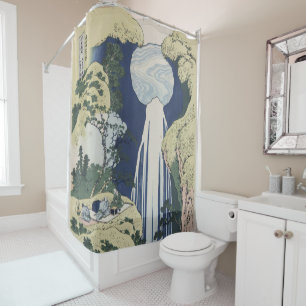 Hokusai - The Amida Falls Landscape Fine Art Shower Curtain