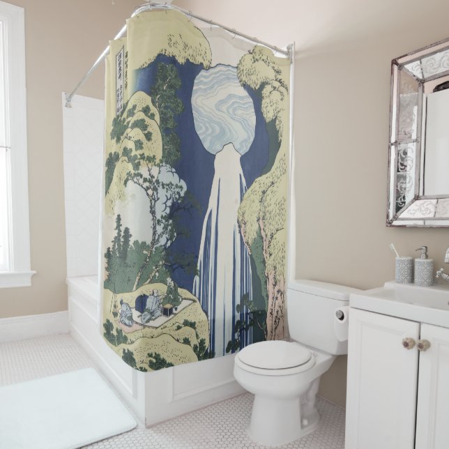 Hokusai - The Amida Falls Landscape Fine Art Shower Curtain (In Situ)