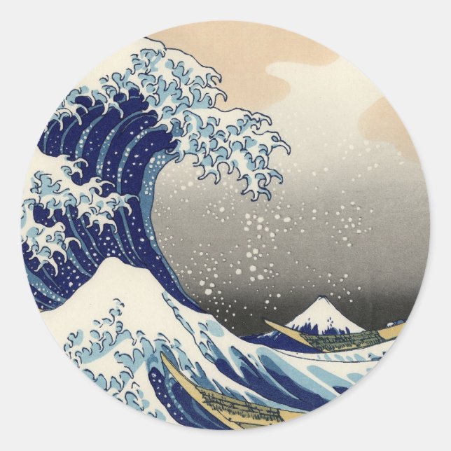 Hokusai: The great wave of Kanagawa Classic Round Sticker (Front)
