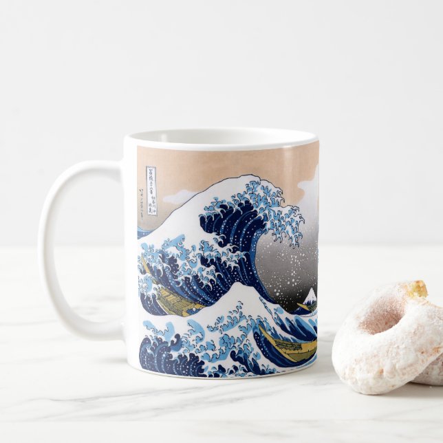 Hokusai , "The Great Wave off Kanagawa" coffee mug (With Donut)