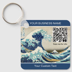 Hokusai - The Great Wave off Kanagawa - QR Code Key Ring