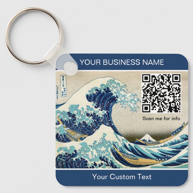 Hokusai - The Great Wave off Kanagawa - QR Code Key Ring (Front)