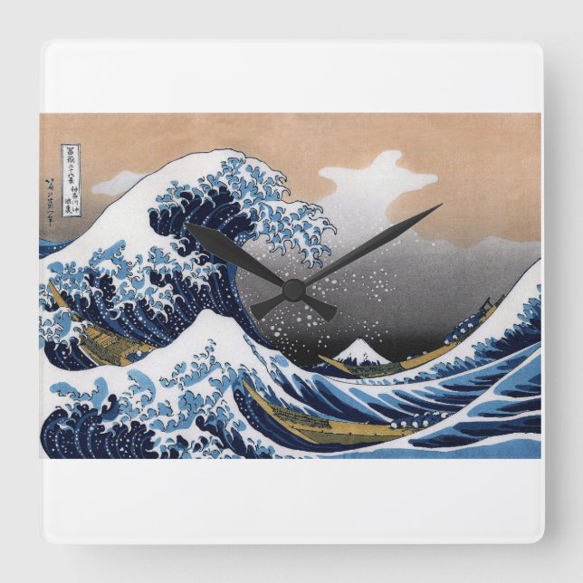 Hokusai , "The Great Wave off Kanagawa" Square Wall Clock (Front)