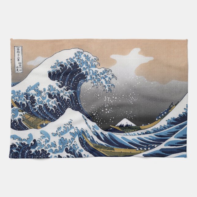 Hokusai , “ The Great Wave off Kanagawa ” Tea Towel (Horizontal)