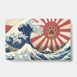 HOKUSAI "The Great Wave" & Rising Sun Flag & Cat ID Badge