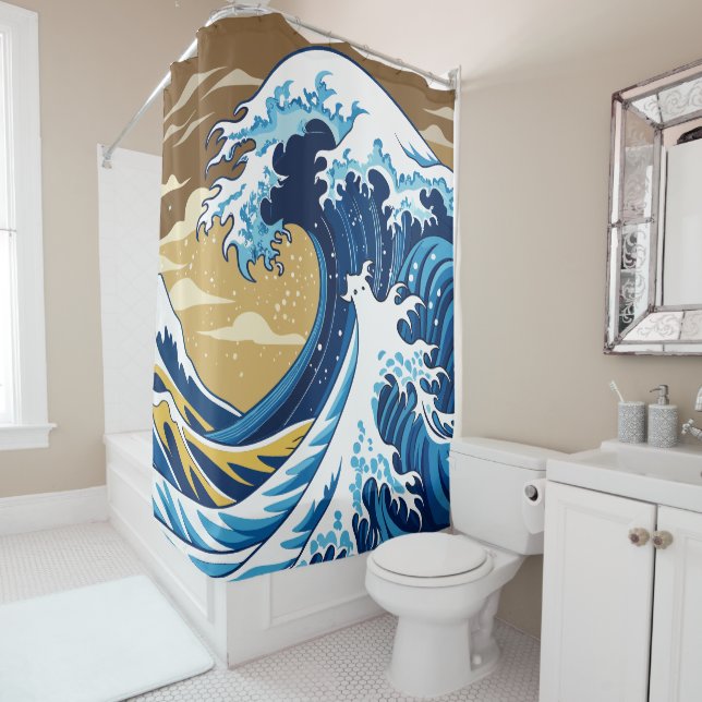Hokusai Wave Shower Curtain (In Situ)