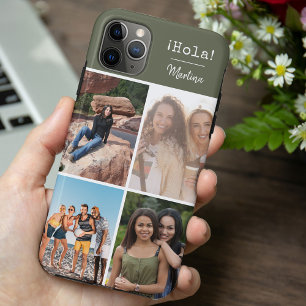 ¡Hola! 4 Photo Collage Green Personalized iPhone 11 Pro Max Case